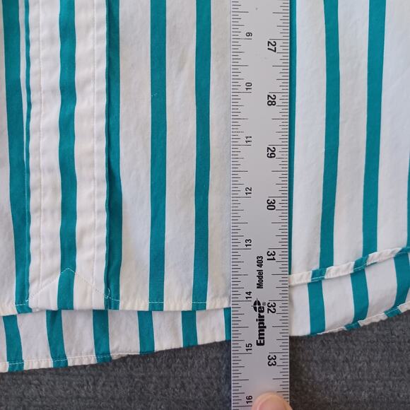 Vintage Polo Ralph Lauren Postboy Band Collar Shirt Men M Green Stripe Button Up - Picture 6 of 9
